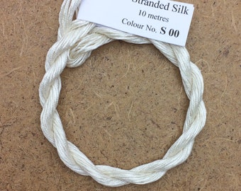 Six Stranded Mulberry Silk Yarn, Spun Silk Yarn, 60/2 Weight Yarn x 6, Cross Stitch, Weaving Yarn, Colour - Ivory, 10 metres (11 yards)