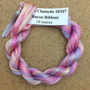 Hand Dyed Viscose Ribbon, Colour No.30 Light Candy Floss, 10m (11 yards), 10/167 Viscose Ribbon, Rayon Ribbon, Embroidery Thread