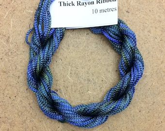 Thick Viscose Ribbon 3/660, Colour No.08 Lagoon, Hand Dyed Embroidery Thread, Canvaswork, Needlepoint