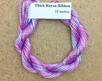 Thick Viscose Ribbon 3/660, Colour No.30 Light Candy Floss, Hand Dyed Embroidery Thread, Canvaswork, Needlepoint