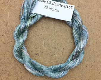 Viscose Chainette 4/167, Colour No.56 Pebble, Hand Dyed Thread, Rayon Ribbon, 25 metres