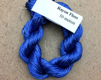 Rayon Floss, Hand Dyed 4 Strand Viscose Floss, Royal Blue, Hand Dyed Viscose Floss, Embroidery Thread, Braidmaking, Kumihimo