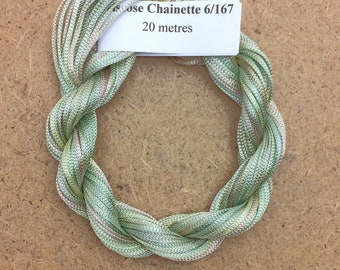 Viscose Chainette 6/167, Colour No.22 Silver Birch, Hand Dyed Thread, Rayon Ribbon, 20 metres