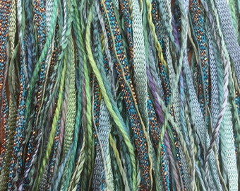 Seaglass, One Off Special, Limited Edition, Hand Dyed Embroidery Thread, Textured Threads, Variegated Threads, Mixed Media Supply