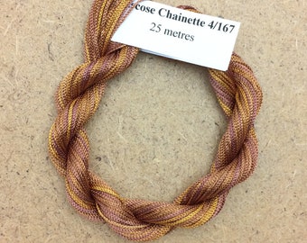 Viscose Chainette 4/167, Colour No.07 Yellow Ochre, Hand Dyed Thread, Rayon Ribbon, 25 metres