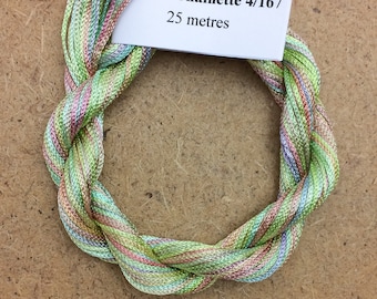 Viscose Chainette 4/167, Colour No.39 Pistachio, Hand Dyed Thread, Rayon Ribbon, 25 metres