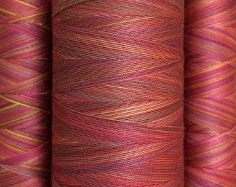 Hand Dyed Cotton Machine Quilting or Embroidery, Thread, Colour No.02 Antique Red, Eygyptian Cotton 40wt., 150m (162yds) or 750m (820yds)