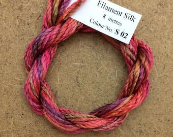 Silk Filament No.02 Antique Red, Embroidery Thread, Hand Dyed Embroidery Thread, Artisan Thread, Textile Art