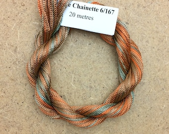 Viscose Chainette 6/167, Colour No.21 Rust, Hand Dyed Thread, Rayon Ribbon, 20 metres