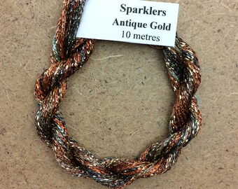 4/167 Viscose Sparkle Chainette with Gold Lurex, No.21 Rust, 10m (11 yards) skein, Embroidery Thread
