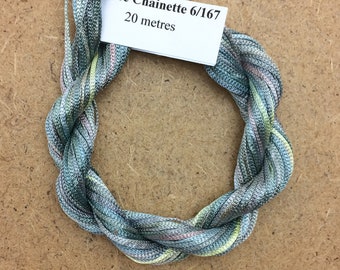 Viscose Chainette 6/167, Colour No.56 Pebble, Hand Dyed Thread, Rayon Ribbon, 20 metres