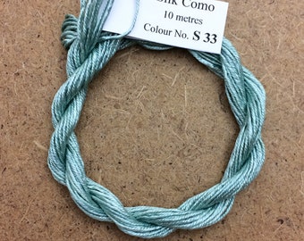 Silk Como, No.33 Aquamarine, 10m (11yards) Hand Dyed Embroidery Thread, Artisan Thread, Textile Art