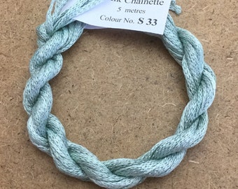 Silk Chainette No.33 Aquamarine, Hand Dyed Embroidery Thread, Artisan Thread, Textile Art