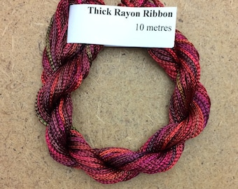 Thick Viscose Ribbon 3/660, Colour No.02 Antique Red, Hand Dyed Embroidery Thread, Canvaswork, Needlepoint