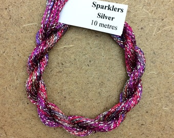 4/167 Viscose Sparkle Chainette with Silver Lurex, No.16 Jenny’s Rainbow, 10m (11 yards) skein, Embroidery Thread