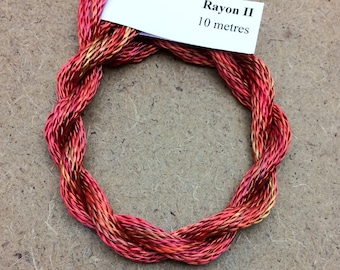 Hand Dyed 3600/2 Viscose Cord, Colour No.13 Sunset, Rayon II, Embroidery, Thread, Needlepoint