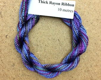 Thick Viscose Ribbon 3/660, Colour No.57 Oil Slick, Hand Dyed Embroidery Thread, Canvaswork, Needlepoint