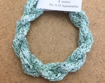 Silk Boucle No.33 Aquamarine, Hand Dyed Embroidery Thread, Artisan Thread, Textile Art