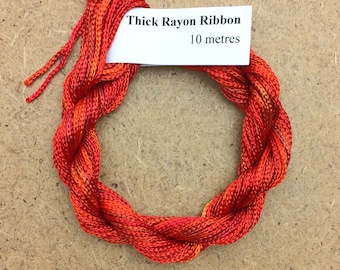 Thick Viscose Ribbon 3/660, Colour No.13 Sunset, Hand Dyed Embroidery Thread, Canvaswork, Needlepoint