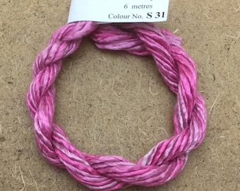 Silk Lopi, No.31 Raspberry Sorbet, Embroidery Thread, Hand Dyed Embroidery Thread, Artisan Thread, Textile Art