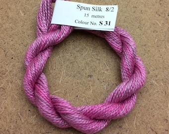 Silk 8/2 No.31 Raspberry Sorbet Embroidery Thread, Hand Dyed Embroidery Thread, Artisan Thread, Textile Art