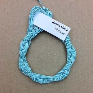 Viscose Gimp Thread,  Aquamarine, Hand Dyed Gimp, Viscose Gimp, 10 metres,