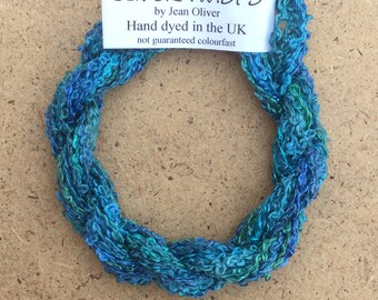 Silk Boucle No.08 Lagoon, Hand Dyed Embroidery Thread, Artisan Thread, Textile Art