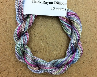 Thick Viscose Ribbon 3/660, Colour No.80 Sky Blue Pink, Hand Dyed Embroidery Thread, Canvaswork, Needlepoint