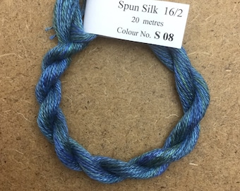 Silk 16/2 No.08 Lagoon, Embroidery Thread, Hand Dyed Embroidery Thread, Artisan Thread, Textile Art