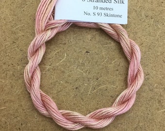 Six Stranded Silk, No.93 Skintone, Hand Dyed Embroidery Thread, Artisan Thread, Textile Art