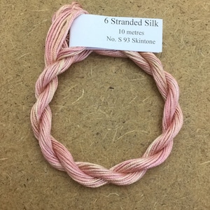 Six Stranded Silk, No.93 Skintone, Hand Dyed Embroidery Thread, Artisan Thread, Textile Art