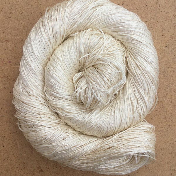 Six Stranded Mulberry Silk Yarn, Spun Silk Yarn, 60/2 Weight Yarn x 6, Cross Stitch, Weaving Yarn, Colour - Ivory, 100g