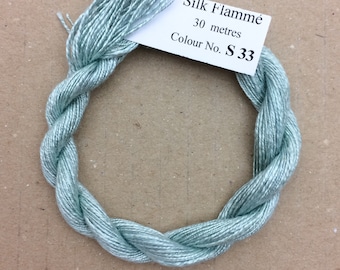 Silk Flamme No.33 Aquamarine, Hand Dyed Embroidery Thread, Artisan Thread, Textile Art