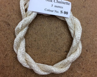 Silk Chainette, 5m (5.5yds),Tubular Silk Yarn, Natural Silk Chainette, Ivory Silk