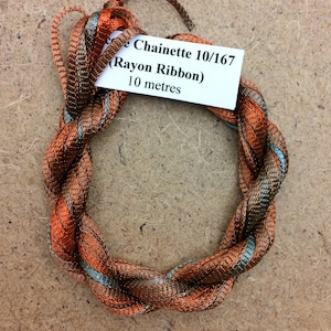 Hand Dyed Viscose Ribbon, Colour No.21 Rust, 10m (11 yards), 10/167 Viscose Ribbon, Rayon Ribbon, Embroidery, Thread, Canvaswork