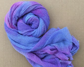 Colour No.51 Daffodil Art Cloth for Mixed Media Projects Butter Muslin Scarf for Nuno Felting Hand Dyed Cotton Scrim Openweave