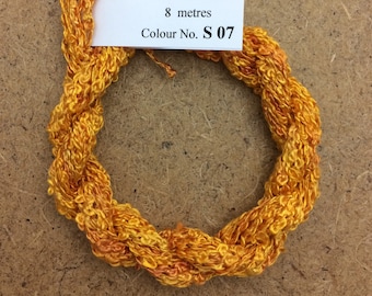 Silk Boucle No.07 Yellow Ochre, Hand Dyed Embroidery Thread, Artisan Thread, Textile Art