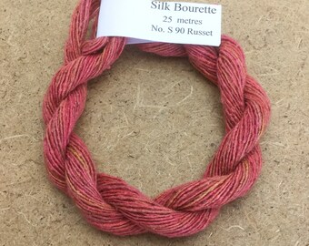 Silk Bourette No.90 Russet, Hand Dyed Embroidery Thread, Artisan Thread, Textile Art