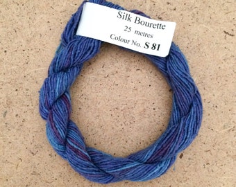Silk Bourette No.81 Bluebell, Hand Dyed Embroidery Thread, Artisan Thread, Textile Art