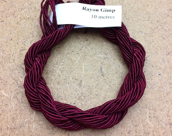 Viscose Gimp Thread, Red Brown, Hand Dyed, Rayon Gimp, 10 metres