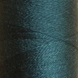 May include: A spool of dark teal thread.