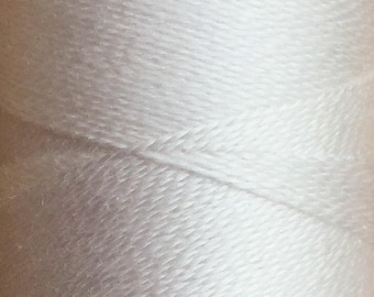 Silk Machine Threads, 100% Mulberry Silk, Plain Dyed, Luxury Silk Threads, Spun Silk, Solid Colours, Off White, 300m, 325yds