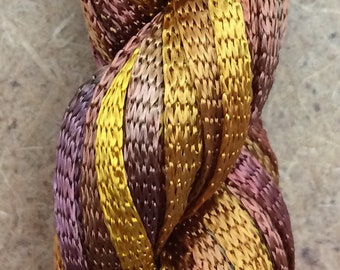 Hand Dyed Viscose Ribbon, Dark Yellow Ochre, 20m (21yds), 10/167 Viscose Ribbon, Rayon Ribbon, Embroidery, Thread, Canvaswork, Needlepoint