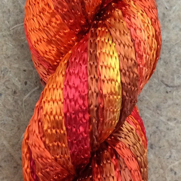 Hand Dyed Viscose Ribbon, No.13 Sunset, 20m (21yds), 10/167 Viscose Ribbon, Rayon Ribbon, Embroidery, Thread, Canvaswork, Needlepoint