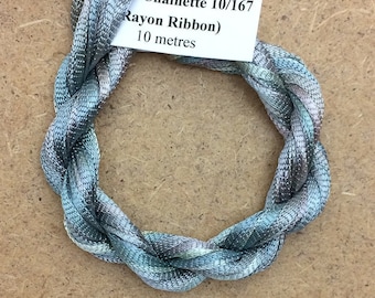 Hand Dyed Viscose Ribbon, Colour No.56 Pebble, 10m (11 yards), 10/167 Viscose Ribbon, Rayon Ribbon, Embroidery, Thread, Canvaswork