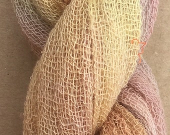 Scrim Twist, No.88 Oatmeal, Hand Dyed Cotton Scrim, Nuno Felting, Mixed Media, Creative Embroidery, Embellishments