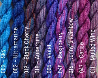 MEDIUM COTTON, Hand Dyed Embroidery Thread, 6/2 wt. (Equivalent to Perle 8)