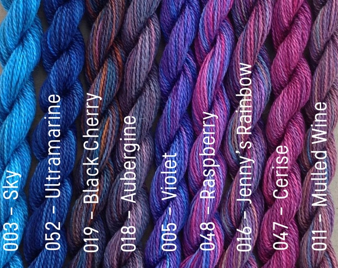 Featured listing image: MEDIUM COTTON, Hand Dyed Embroidery Thread, 6/2 wt. (Equivalent to Perle 8)