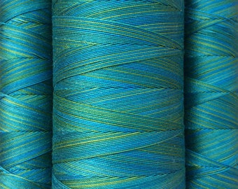 Hand Dyed Cotton Machine Quilting Thread, Colour Rich Teal, 150m (162yds) or 750m (820yds) spool, Egyptian Giza Cotton