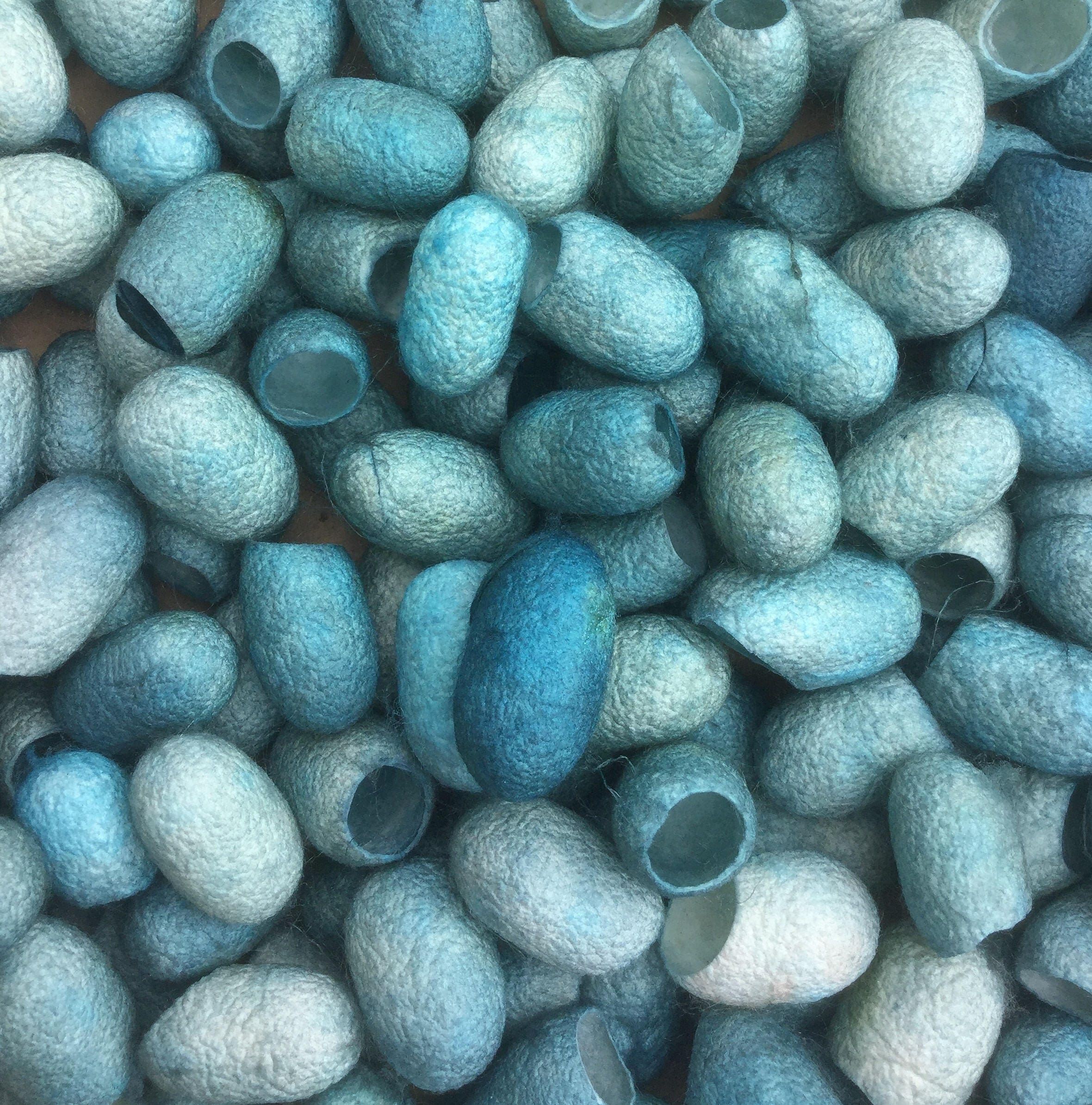 Hand Dyed Silk Cocoons, Silk Cut Cocoons, Mulberry Silk Fibres